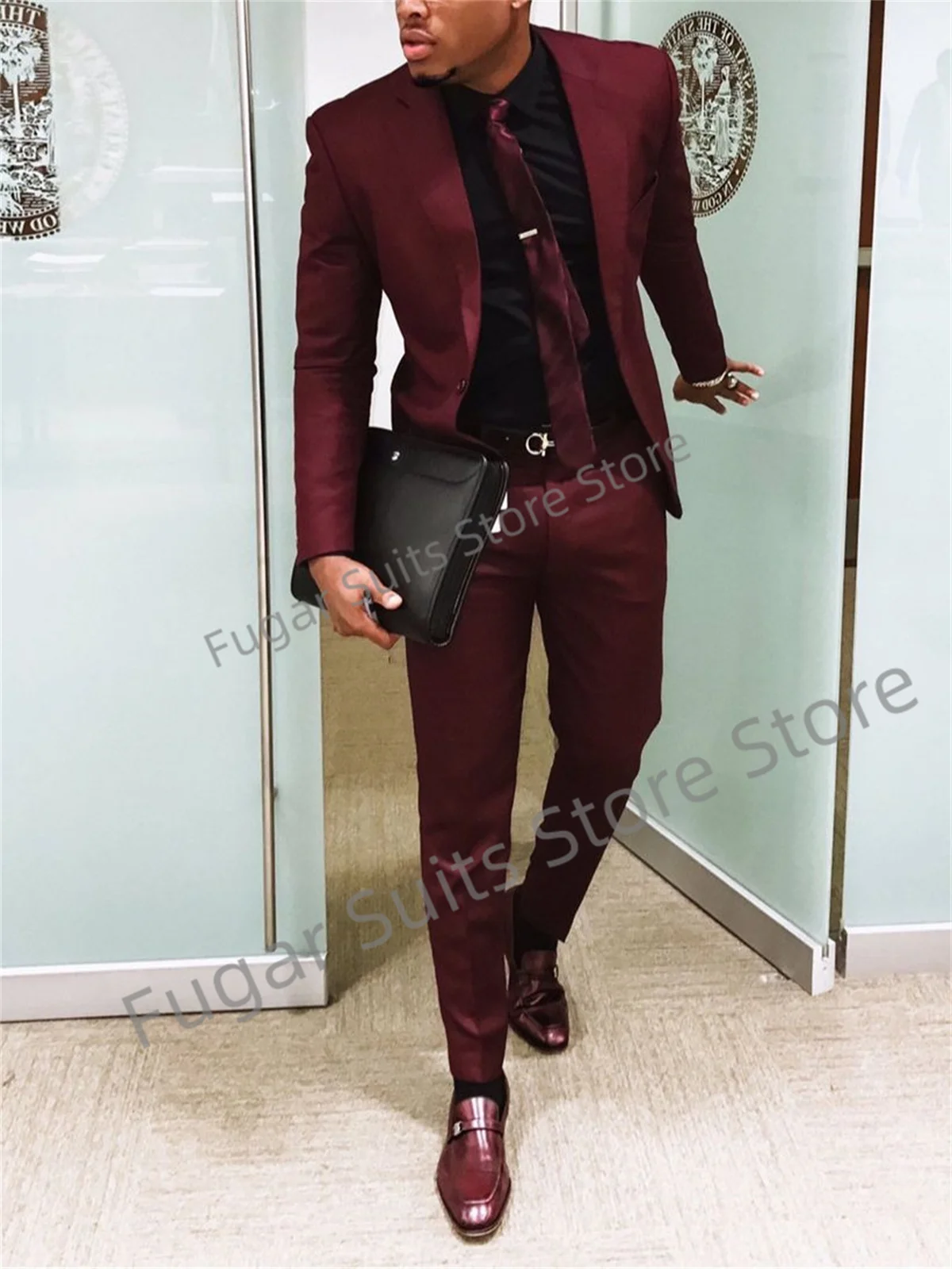 

Luxury Suits For Men Wedding Slim Fit Notched Lapel Groom Tuxedos 2 Pieces Sets Bousiness Office Male Blazer Trajes De Homber