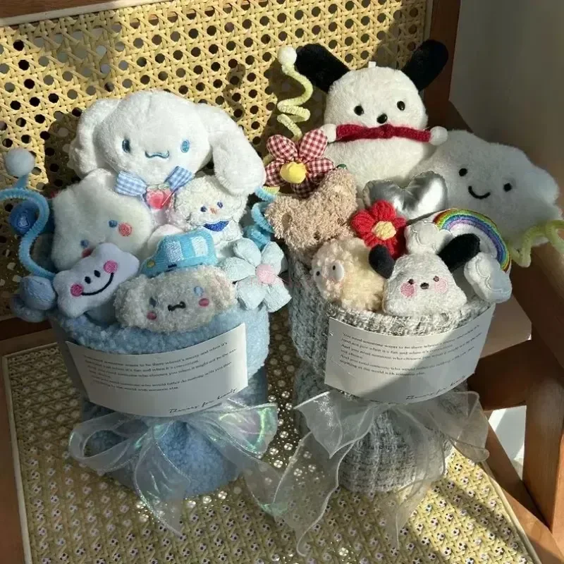 

Sanrio мультяшный плюшевый цветочный букет Kt Kuromi Cinnamoroll мягкая плюшевая игрушка Kawaii украшение для комнаты кукла девочка подарок на день Святого Валентина