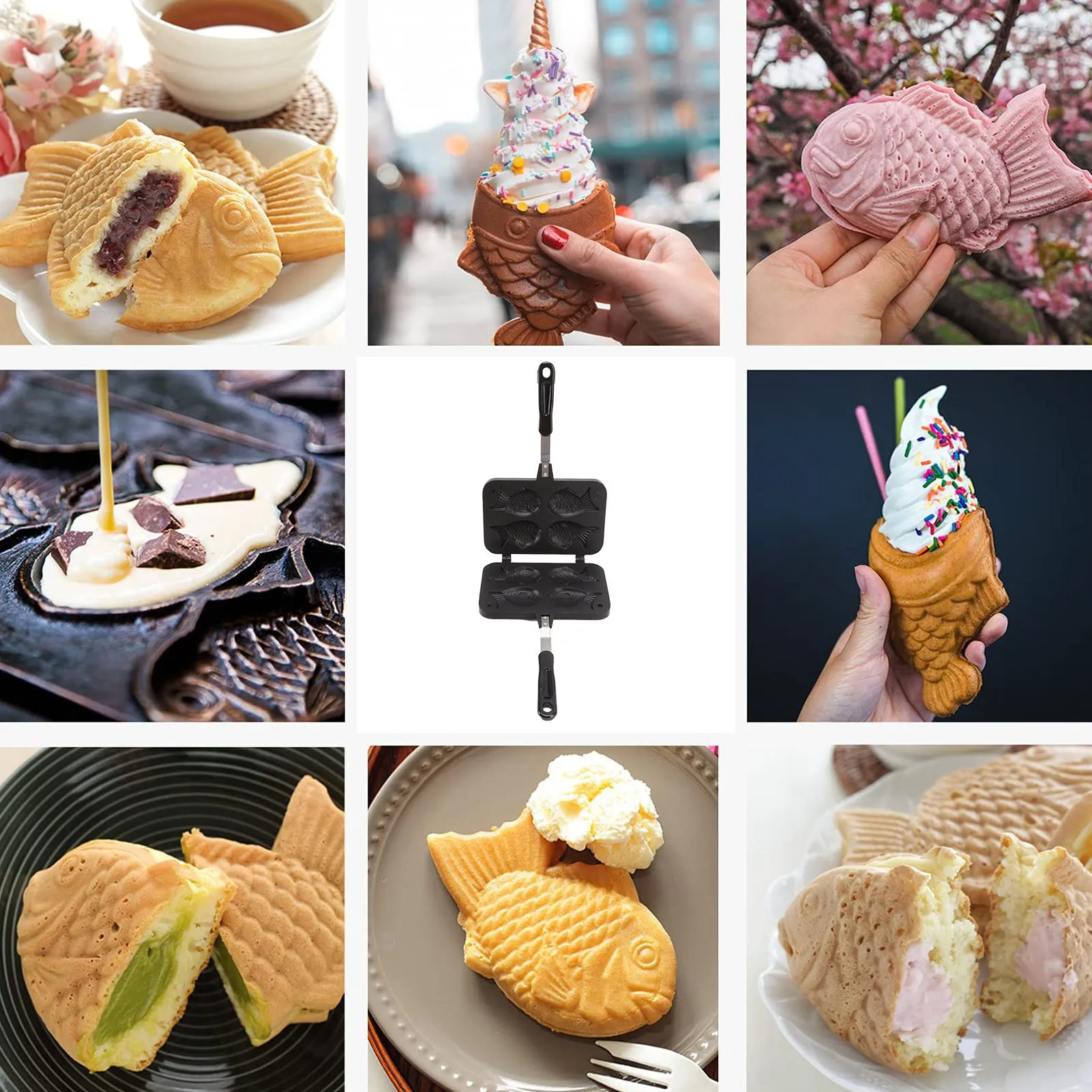 Baking Mould Cake Waffle Maker Taiyaki Fish Shape Non Stick Double Baking Pan
