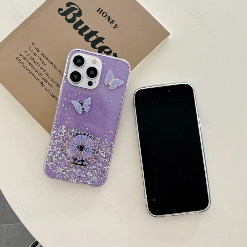 Coque de téléphone scintillante papillon Quicksand, étui pour Xiaomi Redmi Note 11 9 8 Max Plus 10 12 4G 5G 10S 9S 11S 12S 11E Pro_voghion.com