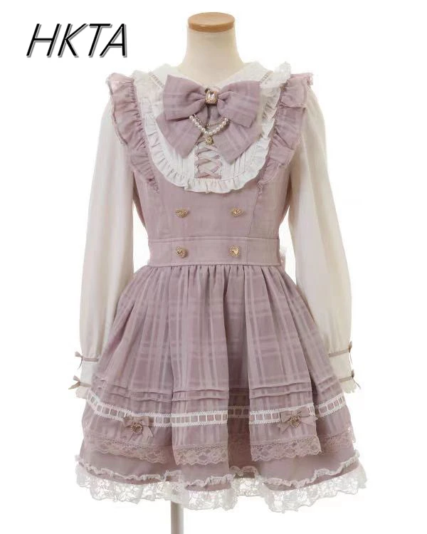 Japanese Liz Dress Women Mine Series Mass-produce Slim-fitting Maid Lolita Dresses Spring New Doll Collar Long-sleeve Dress