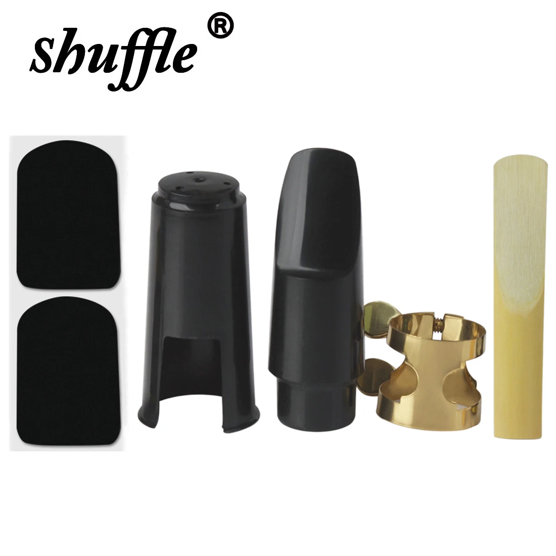 Saxophone Mouthpiece Alto Tenor Soprano Sax Plastic with Cap Metal Buckle Reed Dental Pad Woodwind Instrument Accessories Parts