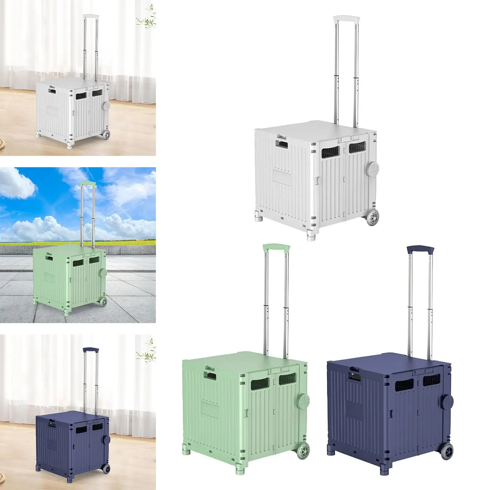 Folding Shopping Cart, Rolling Shopping Cart, Trolley for Office