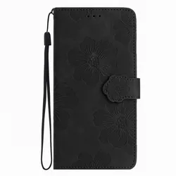 Floral Book Style Flip Wallet Case with Card Slots - Huawei P smart (Black OC)