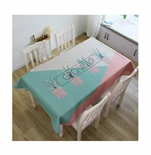 

Cotton Linen Tablecloths, Waterproof Table Covers Plant Green Pink White Dining Table Coffee Table Deco