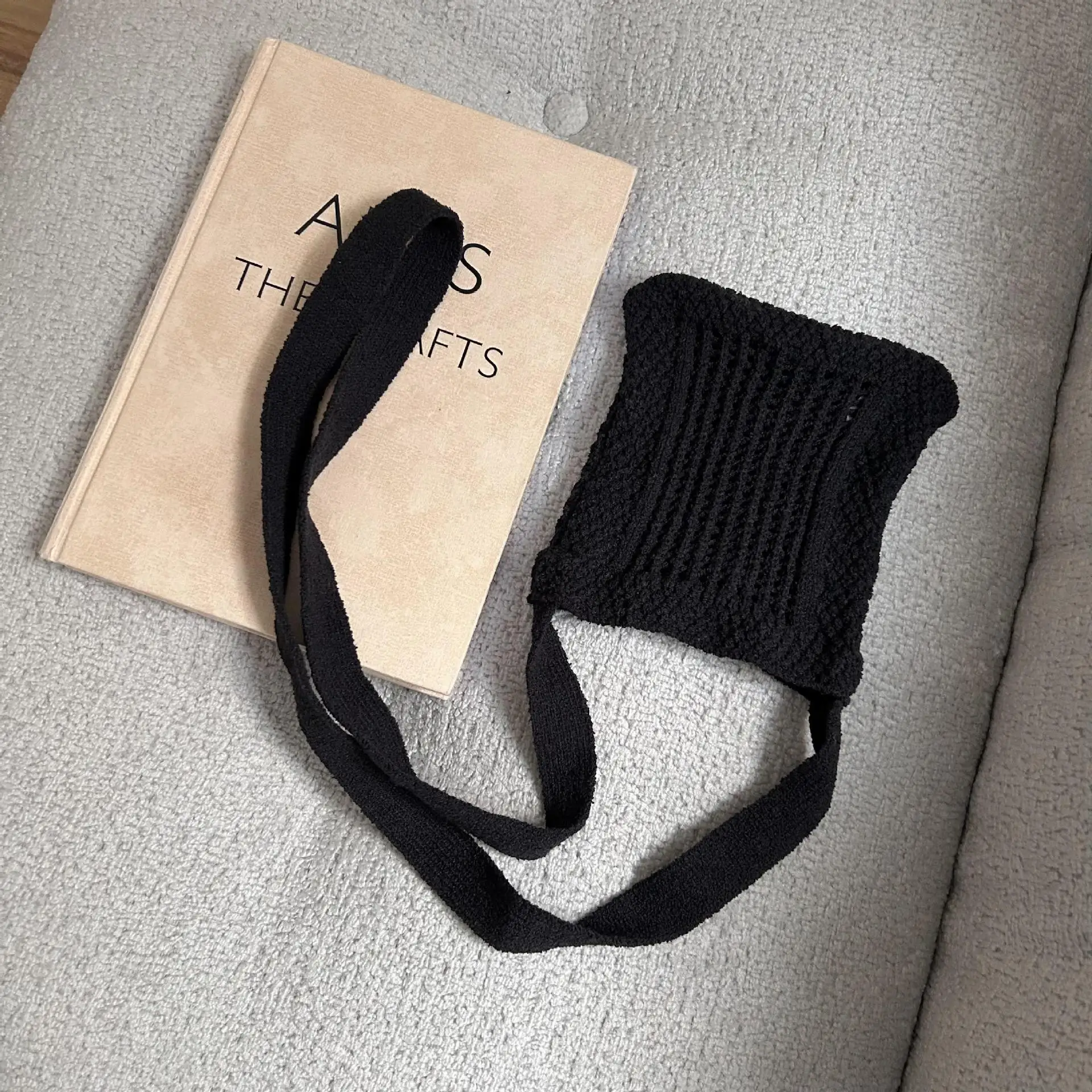 

New Wool Knitted Mini Shoulder Bag Women Vintage Cotton Cloth Girls Crossbody Bag 2024 New Female Handbag And Purse