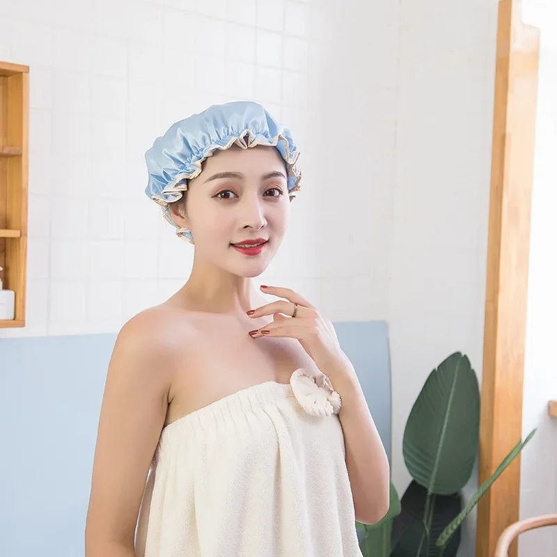 

Household Double Waterproof Shower Cap PEVA Thickened Women's Oil-proof Shampoo Cap Bath Cap Bath Cap Bath Cap