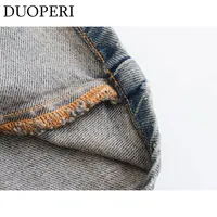 DUOPERI Women Fashion Solid Denim Dress Long Sleeves Female Chic Lady Casual Loose Short Dress - Image 6