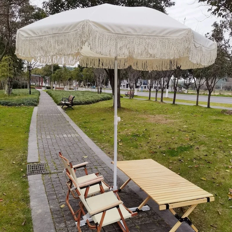 Tassel Beach Umbrella South Korea Vintage Outdoor Camping Leisure Sunshade Sun Protection Pole