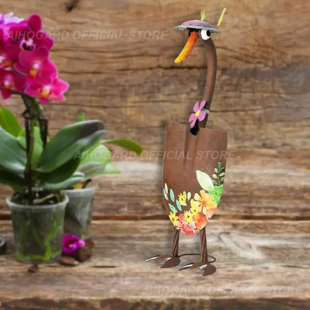 Északi Retro Lapát Kacsa Vasművészeti Kézműves Kert Otthoni Dekoráció Szabadtéri Személyiség Kreatív Szobor Kerti - Image 4