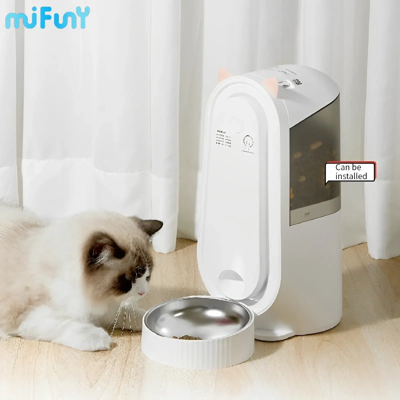 

MiFuny Cat Automatic Feeders Wireless APP Remote Control Timing Quantitative Smart Feeder Stainless Steel Cat Bowl Pet Products