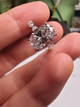 18K Solid Gold Lab-Grown DiamondOval 4CT E VVS2 Engagement Ring Accented with Marquise Diamonds, Custom Platinum Engagement Rin 1