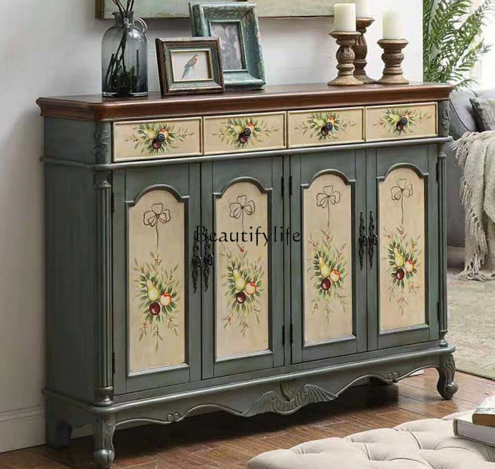 

Solid Wood Home Doorway European-Style Entrance Cabinet Storage Locker