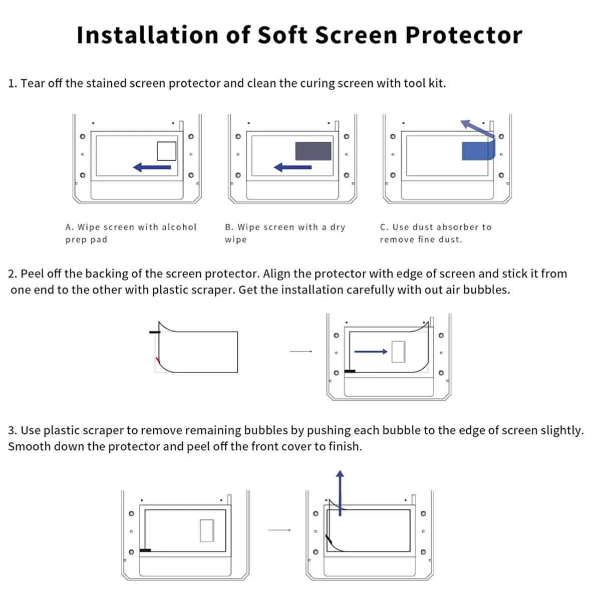 ADP-Photon Mono M7 Pro/M7 LCD 3D 프린터 화면 보호 필름, 5pcs 10.1 인치 3D 프린터 액세서리