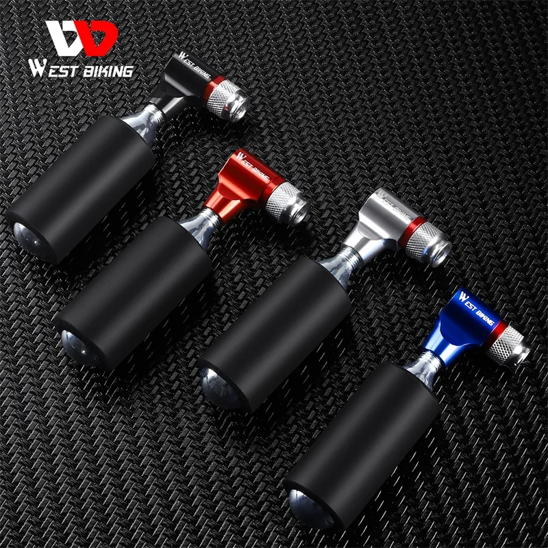 West Biking Bicycle Mini CO2 Pump Kit CO2 Injector With Steel Gas Cartridge For MTB Road Bike Schrader/Presta