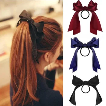 Coreano BowKnot Elastici per capelli per le donne Moda Nastro lungo Fasce elastiche per capelli Fiocco Coda di cavallo Cravatte Accessori per capelli 1