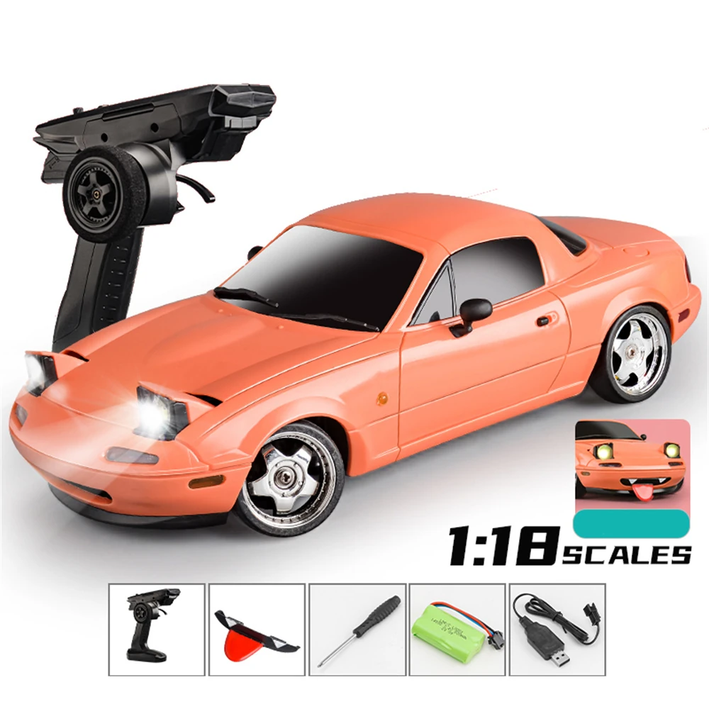 LDRC 1804 RTR 1/18 2.4G RWD RC Car Drift for Mazda MX-5 Gyro LED Light On-Road Full Proportional Alloy Body Shell Racing Vehicles Models Toys
