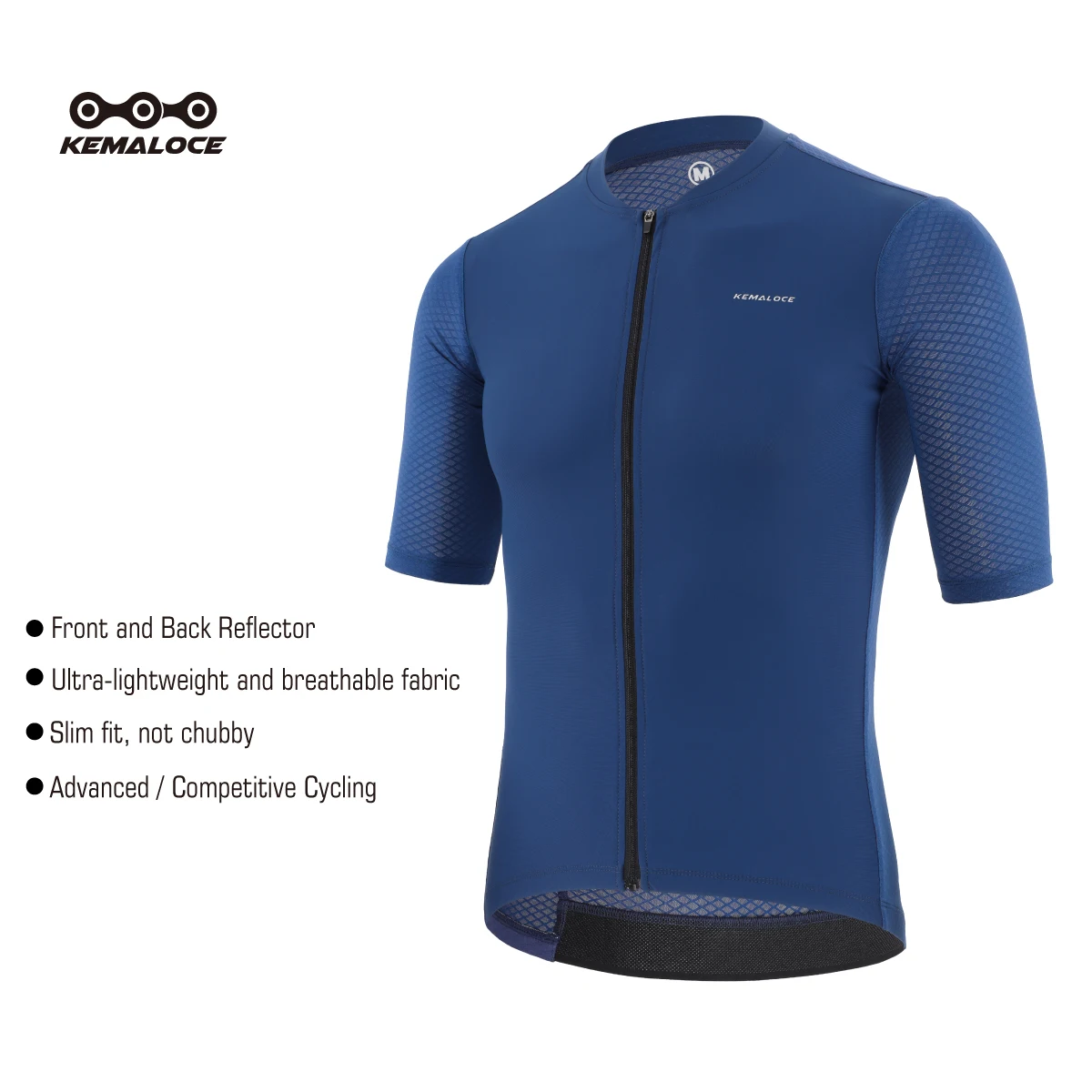 Men's Short Sleeve Cycling Jersey - Reflective, Breathable, Cool - Solid Colors
