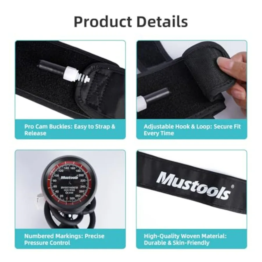 Blood Flow Restriction Bands 4 Pack Set with Pressure Gauge, Professional Grade Arms, Legs Occlusion Bands for Men Women Glutes