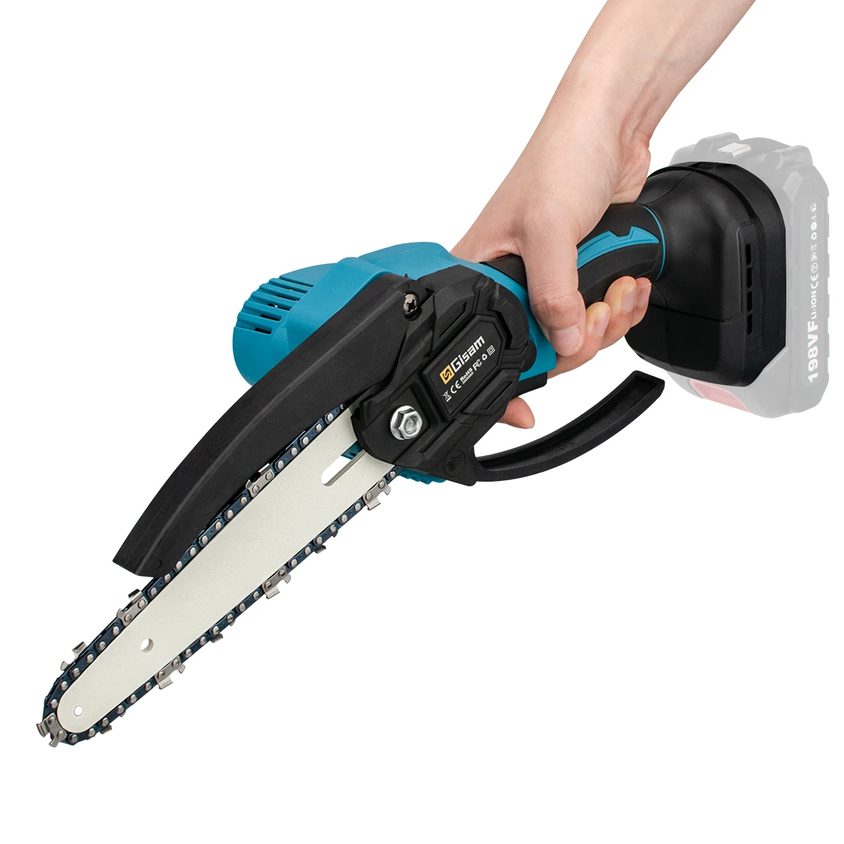 木工用電動チェーンソー,8インチ,コードレス,電池なし,18V用電動