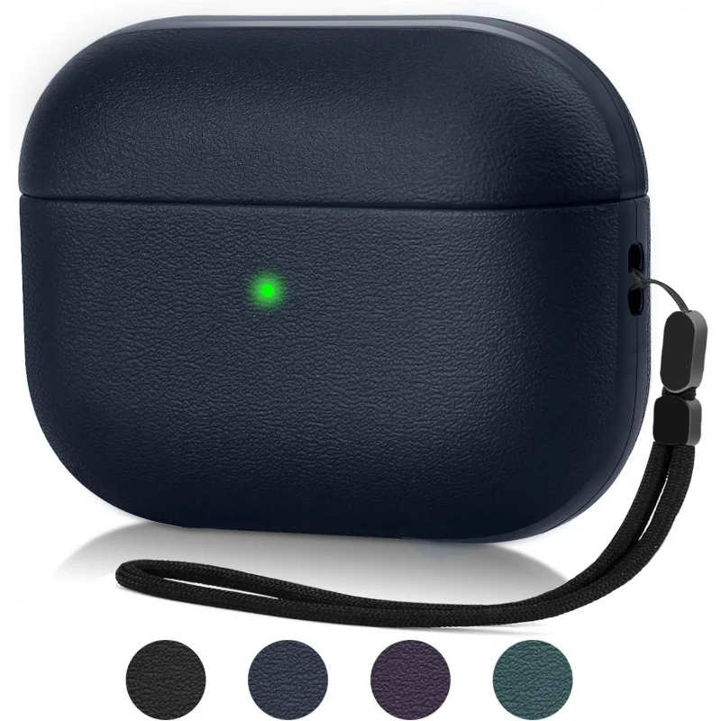 

Cover for Airpods Pro Case Leather Texture Full-Body Air pods 1 2 3 Protective Case Airpod Wireless Charging Front LED Visible