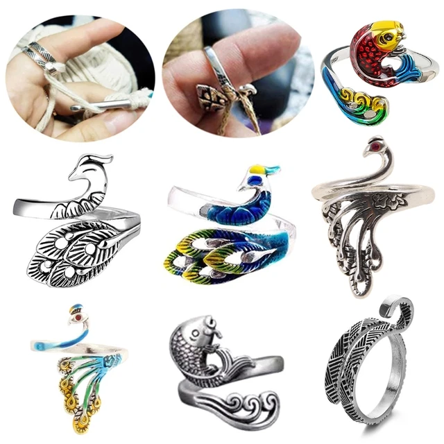 3pcs Knitting Crochet Ring for Finger Metal Open Yarn Guide Crochet Rings  Adjustable Crochet Tension Ring,for Crocheting Finger Crochet Ring