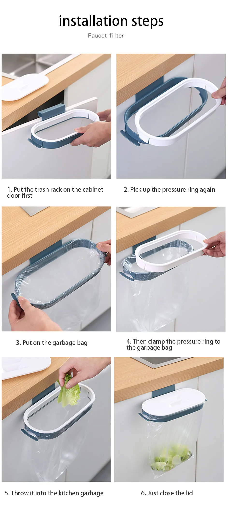 Porte-sac Poubelle Suspendu Naapesi - Support Pour Cuisine, Camping-car, Maison, Blanc 19x19 Cm