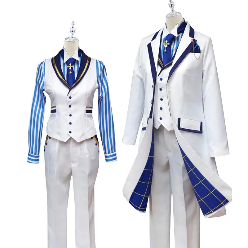 

New Fate Grand Orde FGO Saber King Arthur Cosplay Costume Wig Pendragon Knight Of Sky Sliver White Uniforms Outfit Rose Cosplay