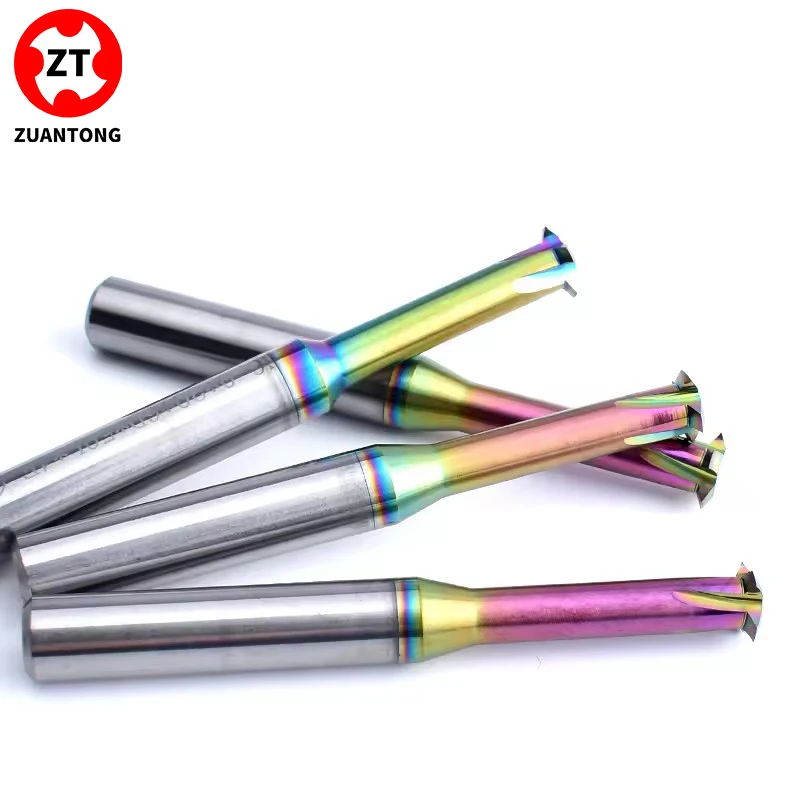 주안통 CNC 머신 초경합금 단날 나사 가공용 밀링 커터 M1 M1.6 M2 M3 M4 M5 M6 M8 M10 M12 M14 M16 M18 M20 M24