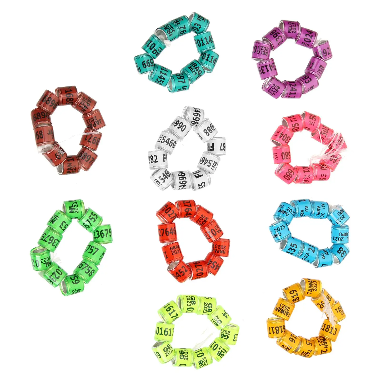 100 Pcs Pigeon Foot Ring Identification Racing Homing Leg Band Rings Bird Bands Aluminum Plastic High-grade Material