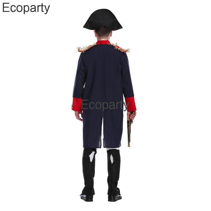Medieval Napoleon Costume For Men Halloween Warrior Musketeers Soldier Cosplay Uniform Suit Carnival Masquerade Party Outfit