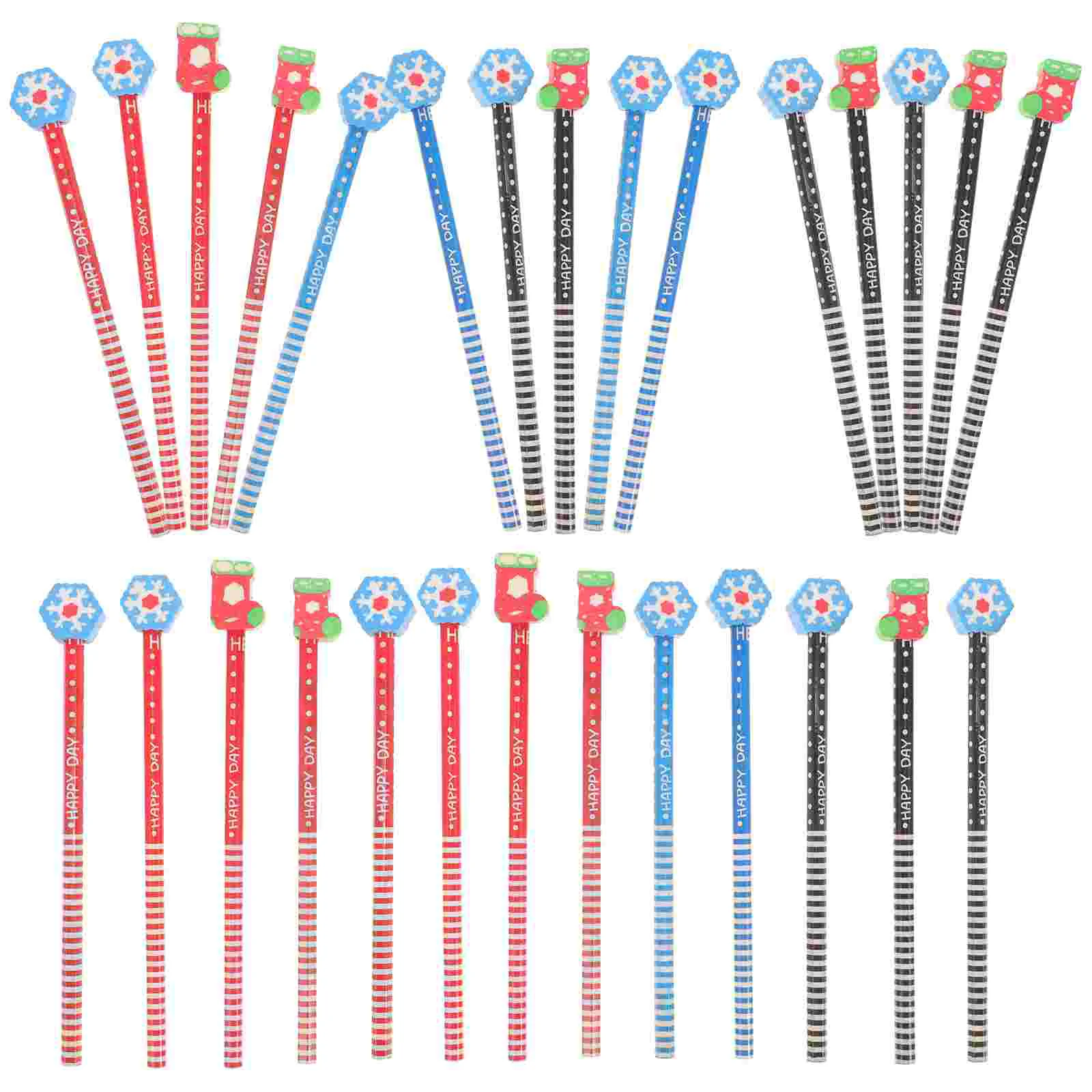 스타킹 스터퍼 지우개, 어린이 필기 장비 연필, 유연한 대나무 학생용 선물, 24 개