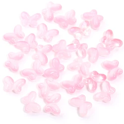Colorful Glass Butterfly Lampwork Beads - 50pcs for Jewelry Making & DIY Accessories (Pink)