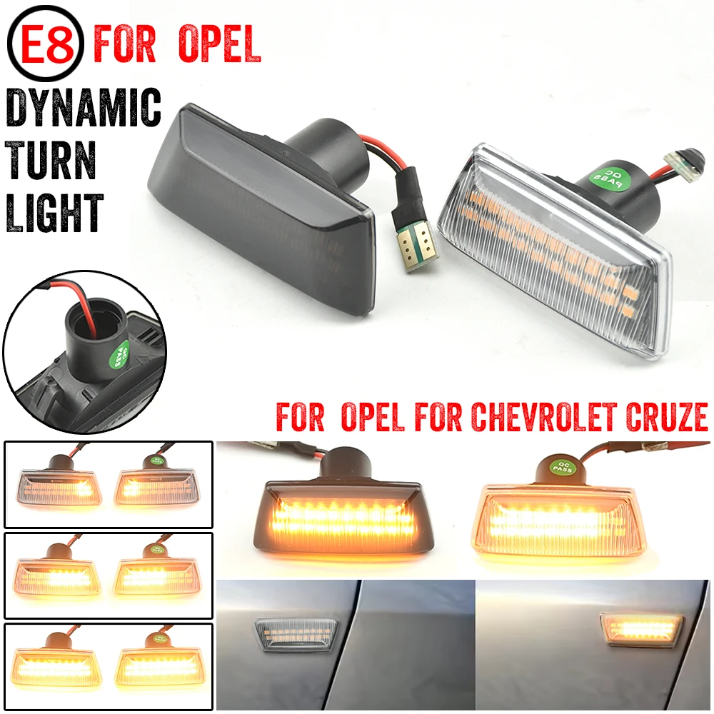 VOIV Indicatore direzione - Dinamico Laterale Parafango Indicatore della Luce Lampeggiante Lampada per Opel Astra H MK5 per Insignia (Colore : Crystal