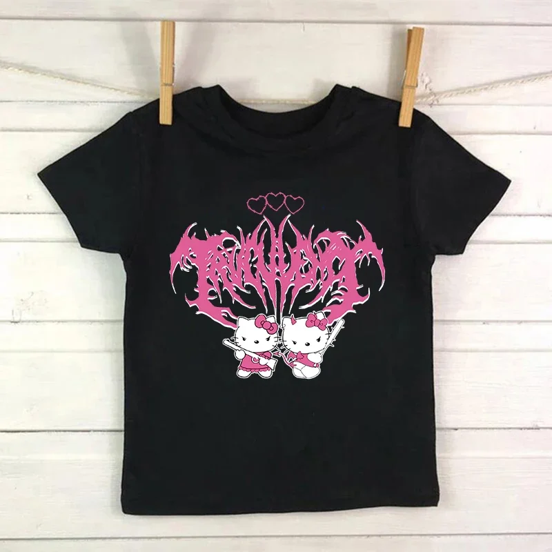 thumbnail image 1 of Camiseta de verano de los años 2000 con Hello Kitty para niños, bonita camiseta de Sanrio para niños, ropa de manga corta, camiseta para niños y niñas, 1 of 5
