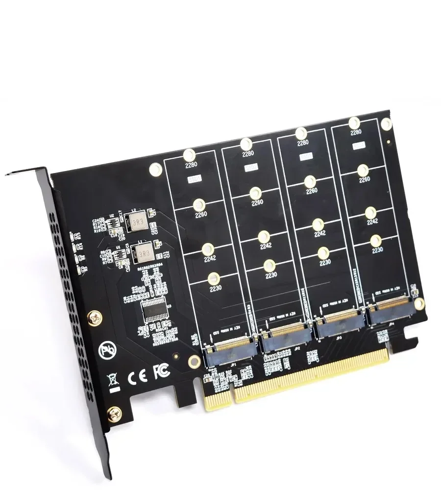 PCle4.0 X16 to 4xNVME M.2 Adapter M.2 SSD GEN4 PCIe 4.0 PC Motherboard X1 X4 X8 X16 Expansion Card For 2230 2242 2260 2280