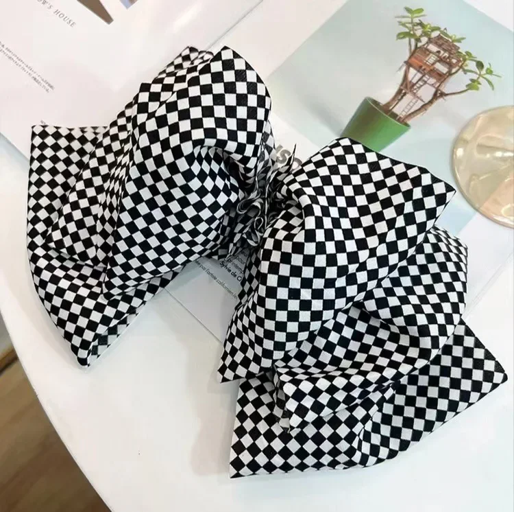 Elegant Spring Plaid Bow Hair Pin - Large Size Hair Accessory