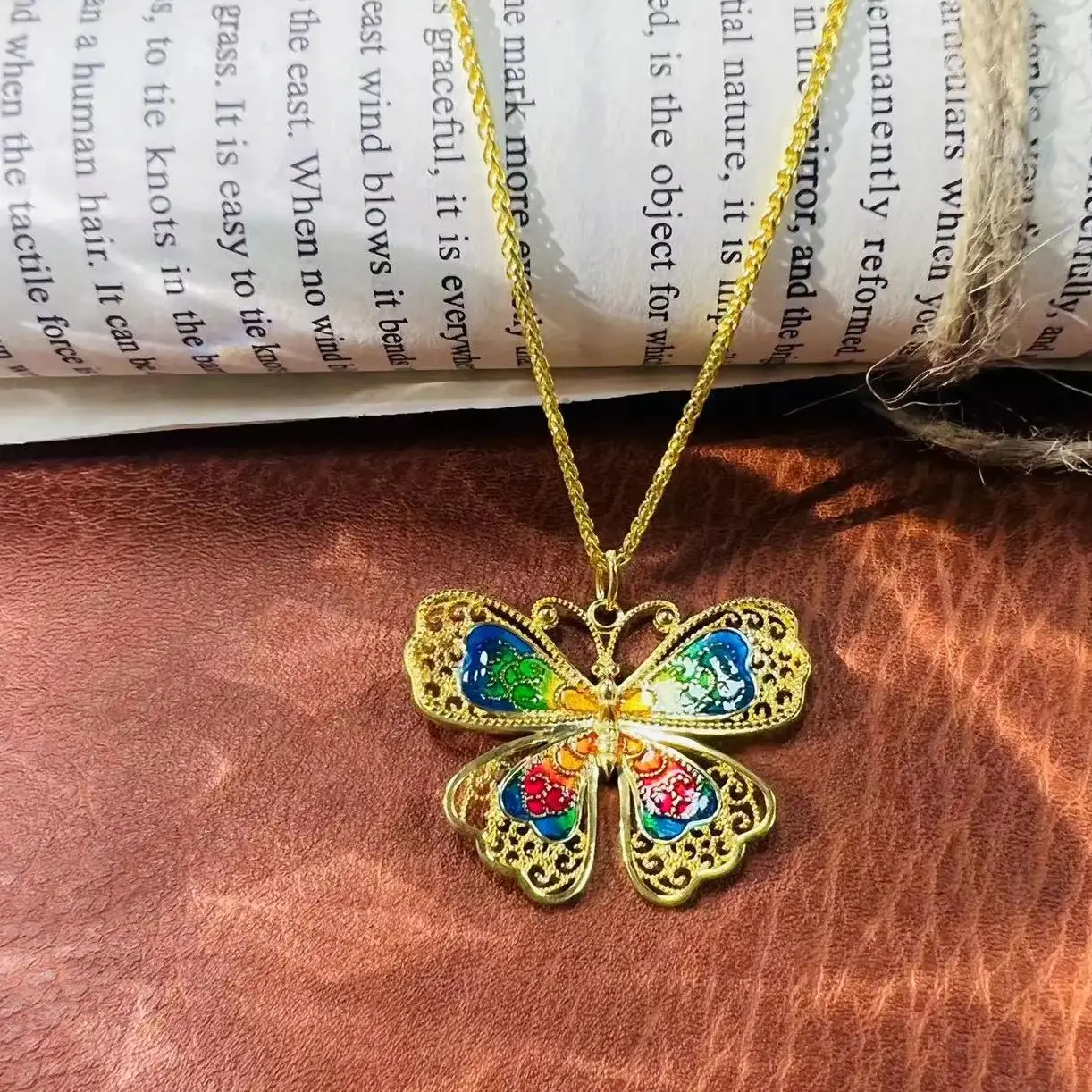 

Butterfly Series Antique Pendant Enamel Craft S925 Silver Filigree Necklace for Women