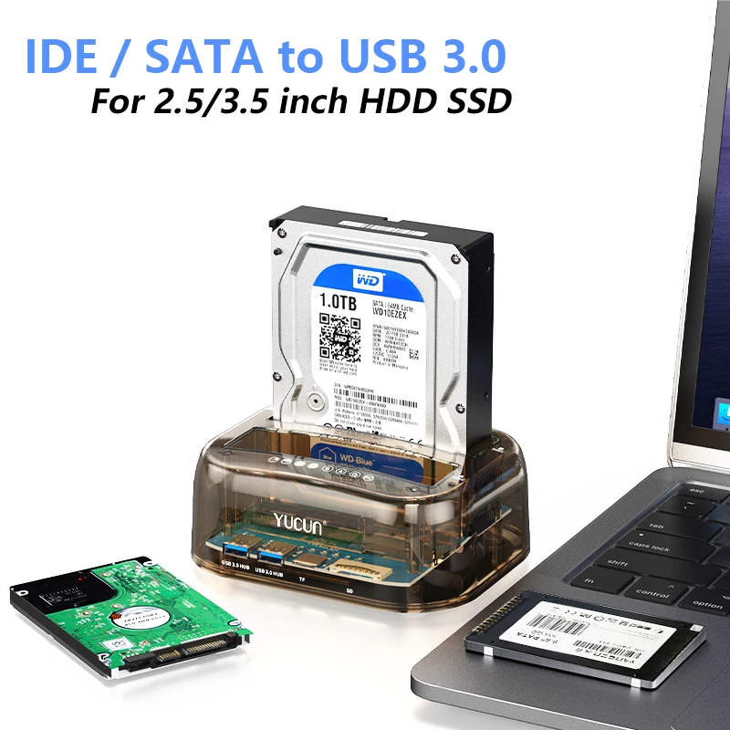 HDD SSD Docking Station For SATA IDE Adapter 2.5/3.5 Inch HD With Card Reader Power Supply USB 3