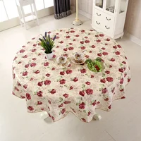 Coffee Table for Living Room  Cloth  Waterproof   Oil Round cloth Flower PVC  Home Kitchen Dining 1