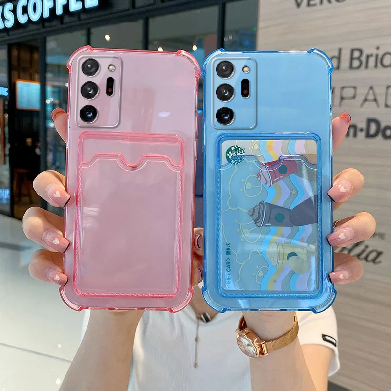 Card Holder Bag Transparent Phone Case For Samsung A12 A21S A22 A32 A42 A52 A72 5G A51 A71 A50 A30S A50S 4G Shockproof Cover iphone 13 mini waterproof case