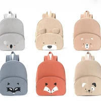 Korean Canvas Kids Backpack Corduroy Children's Handbags for Girl Kindergarten Boy Schoolbag Cartoon Bear Fox Toddler Bag 2024 1