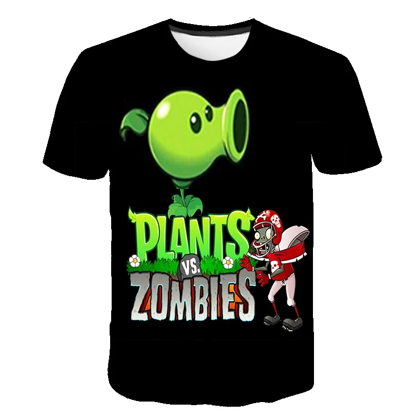 Boys Girls 3D Short Sleeve T-Shirt Plant Zombie Print T-Shirt Girls Cartoon T-Shirt 3-14 Years Old Anime T-Shirt
