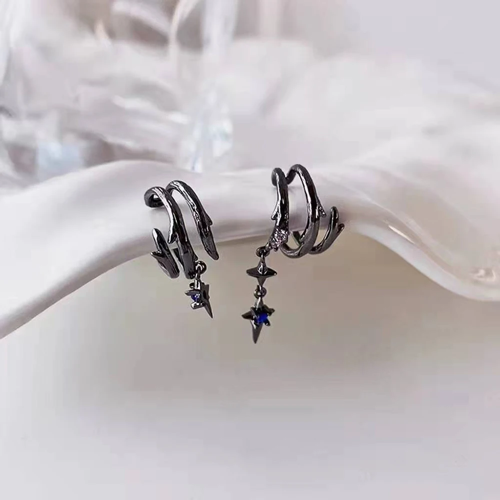 new dark style thorn asymmetrical ear clip for women, simple and versatile earrings without ear holes, high-end and elegant