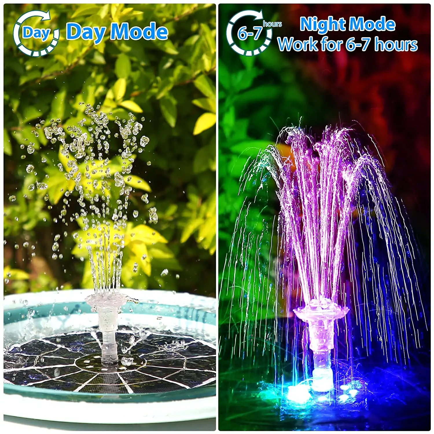 5.5W LED Solar Fountain Pump with Lights For Bird Bath DIY Glass Solar Panel Powered Water Fountain with 16 Nozzle solar fountain solar fountain pump water fountain garden pond fountain solar water pump