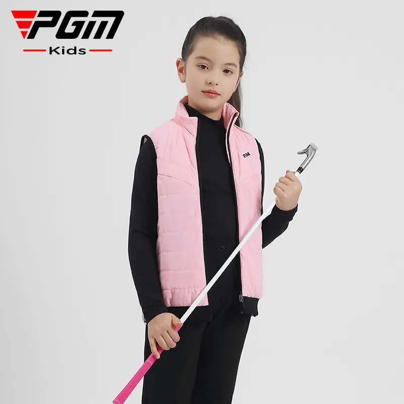 PGM Children Golf Vest Girls Sleeveless Coat Comfortable Fashion Windproof Warm Kids Sport Clothing YF512 Wholesale