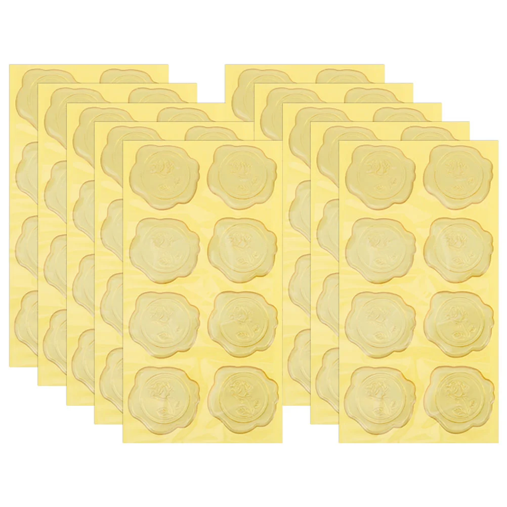 20 Sheets Gold Decor Sticker Lacquer Wax Seal Embossed Wedding Stickers Envelop Sealing Envelope Seals