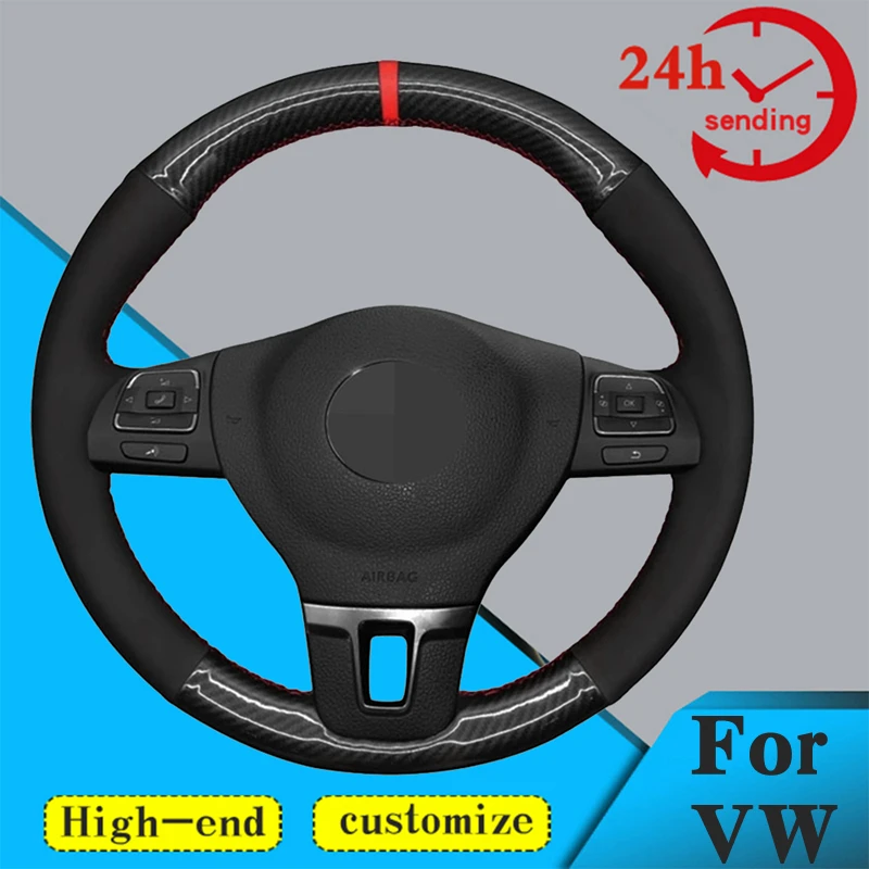 Custom Car Steering Wheel Braid Cover 100% Fit For Volkswagen Golf 6 Mk6 VW Polo Sagitar Bora Santana Jetta Mk6 Steering Wrap