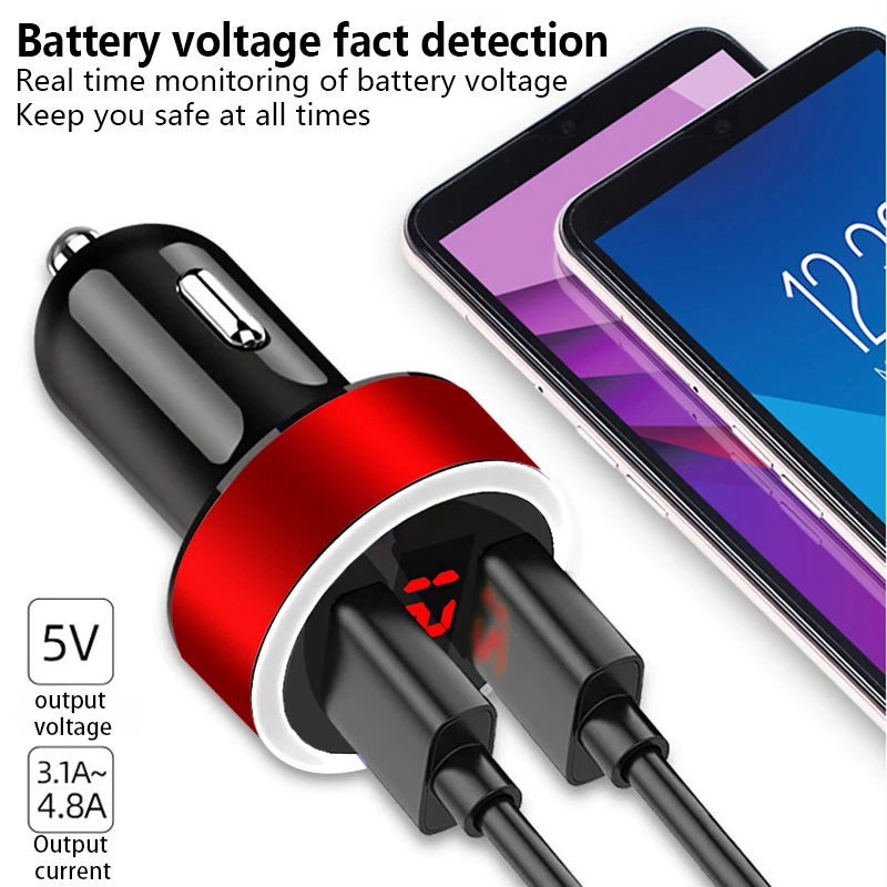 1개 자동차 충전기 2USB 포트 고속 충전 디지털 디스플레이 자동차 액세서리 메르세데스 벤츠 CLA GLA CLA 신형 A/B/C/E 클래스 GLK용