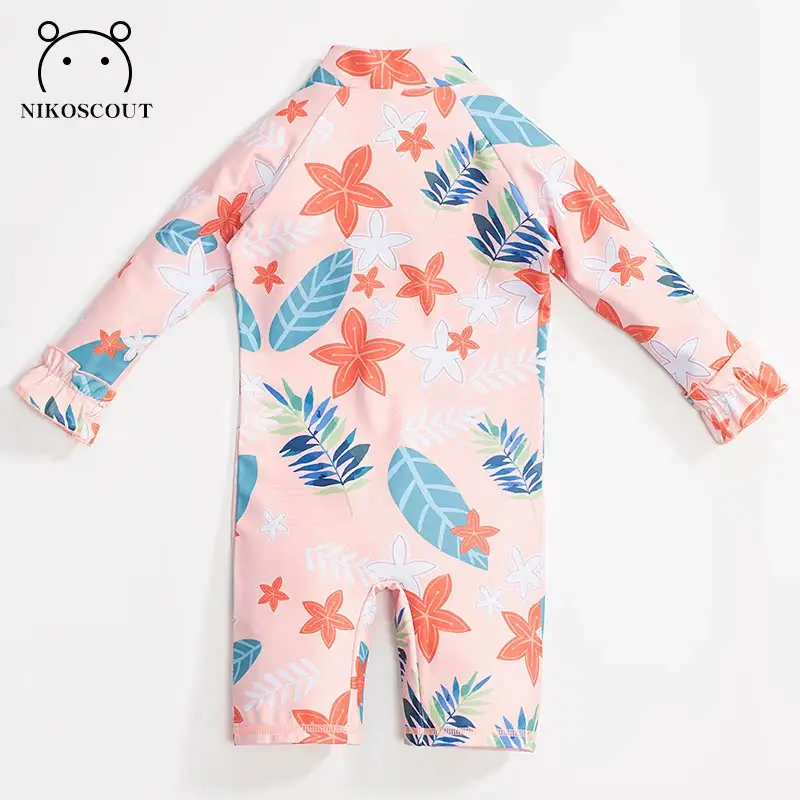 Girls Swimsuit Children's Long-Sleeved Swimsuit Bottoms Children's Toddler Baby One-Piece Sun Protection